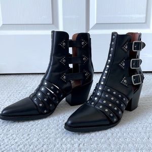 Coach Black Leather Studs Buckles Phoebe Booties Size 10